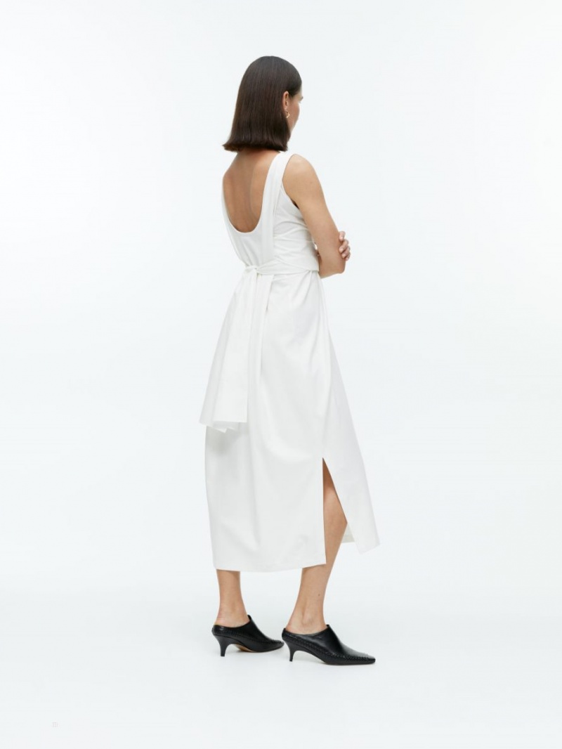 Rochie Arket Poplin Detailed Jersey Dama Albi | Romania-UNDA37148