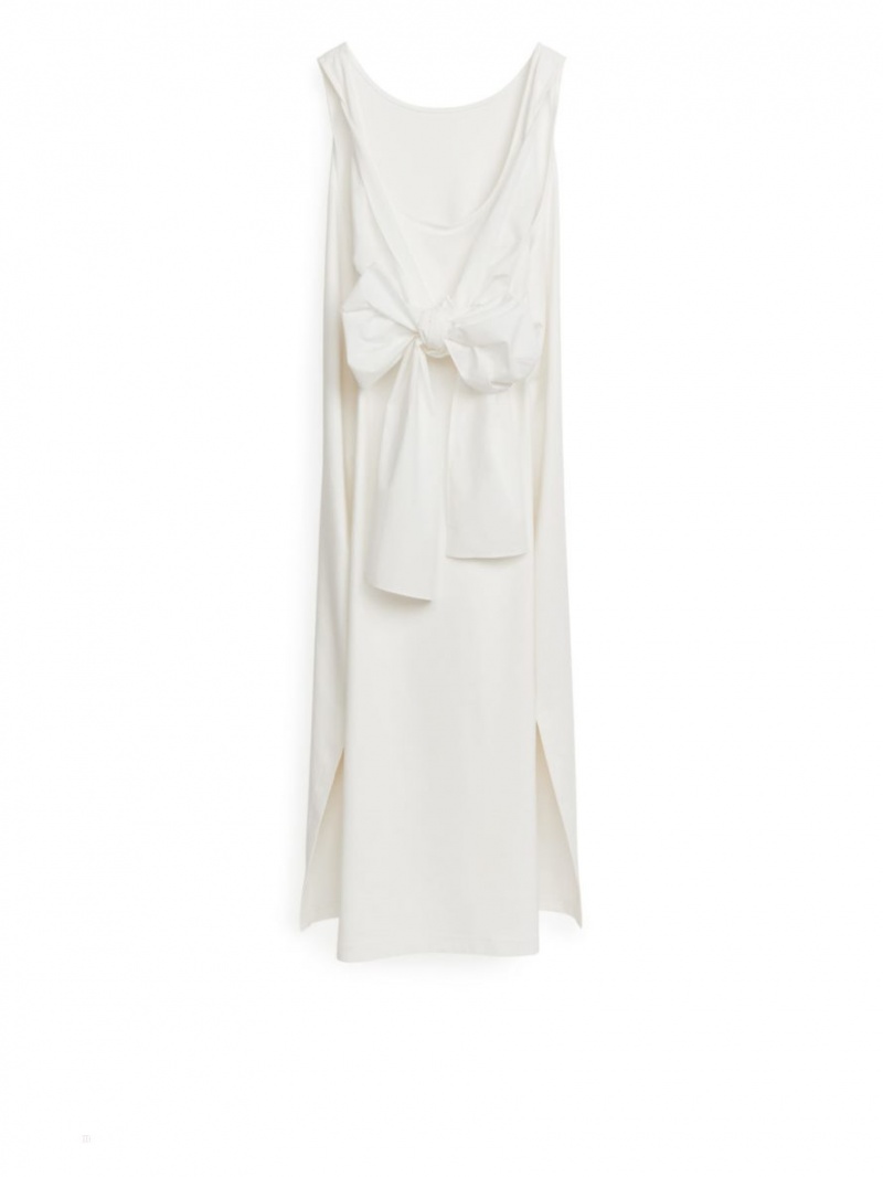 Rochie Arket Poplin Detailed Jersey Dama Albi | Romania-UNDA37148