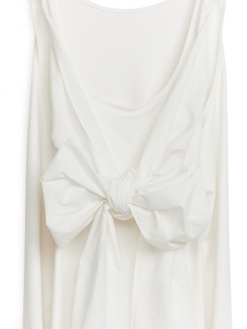 Rochie Arket Poplin Detailed Jersey Dama Albi | Romania-UNDA37148