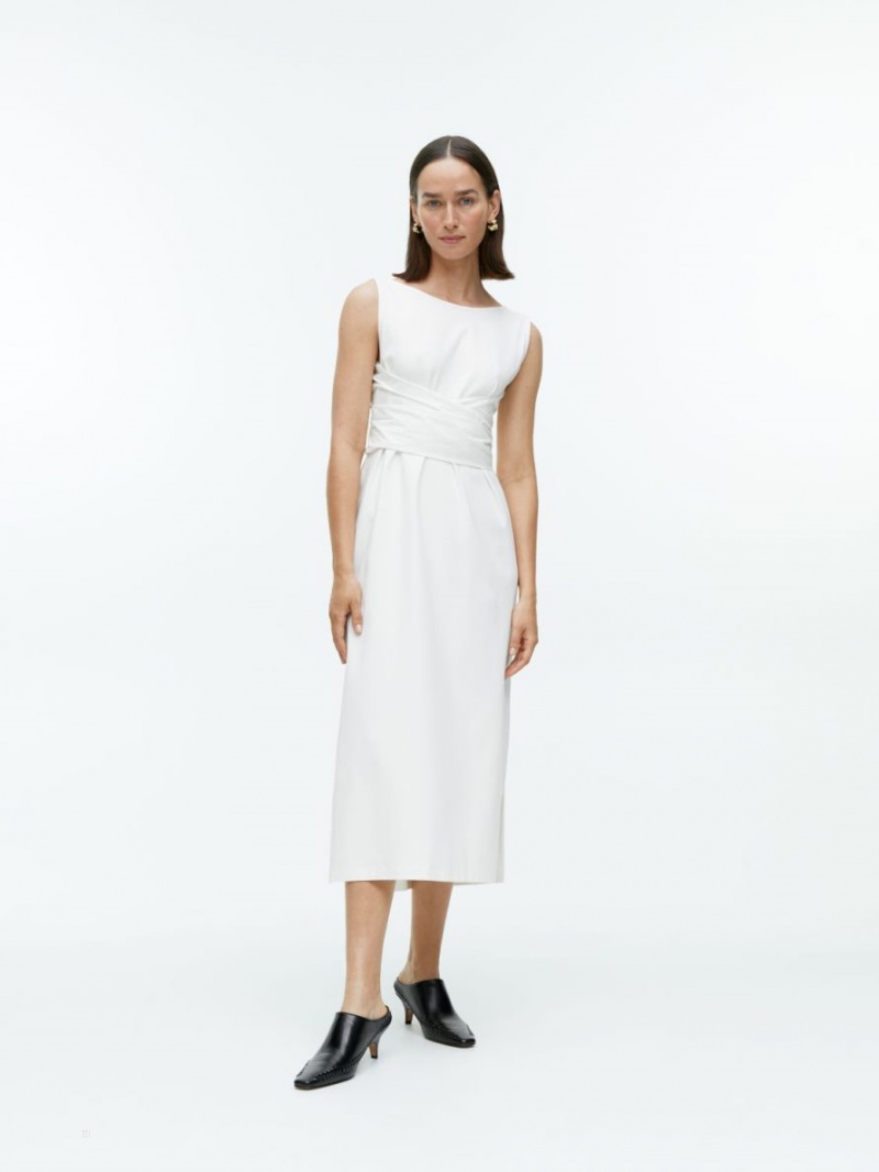Rochie Arket Poplin Detailed Jersey Dama Albi | Romania-UNDA37148
