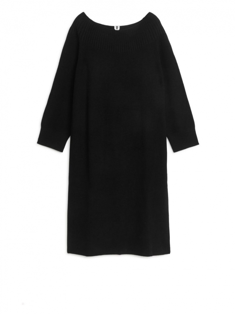 Rochie Arket Relaxed Lână Dama Negrii | Romania-YLIW85142
