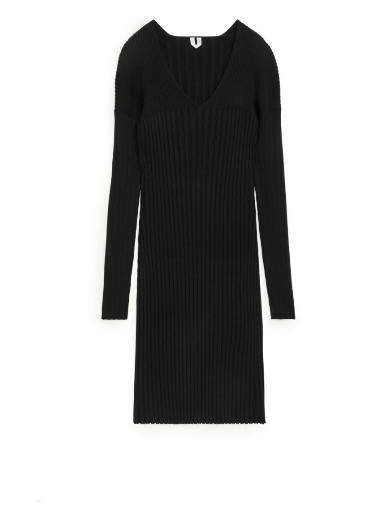 Rochie Arket Rib Knit Dama Negrii | Romania-SLOM51367