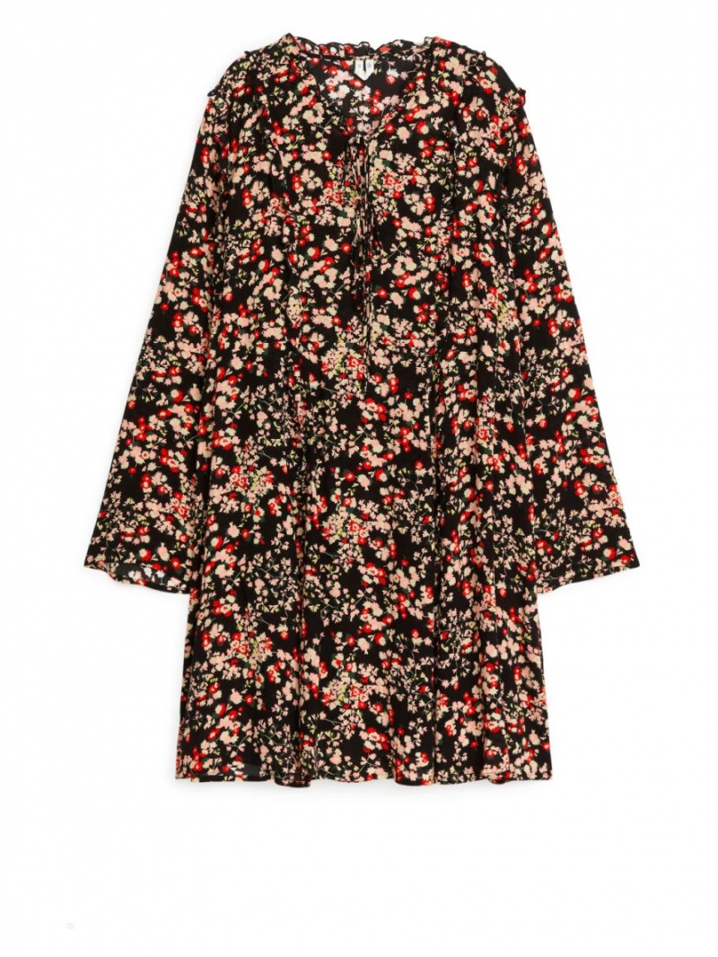 Rochie Arket Ruffled A-Line Dama Negrii Rosii | Romania-LVIJ86423