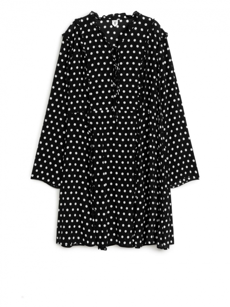 Rochie Arket Ruffled A-Line Dama Negrii | Romania-UNGR61243