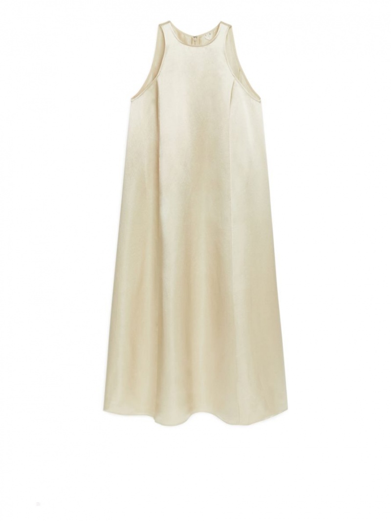 Rochie Arket Satin Slip Dama Albi | Romania-QFBL80723