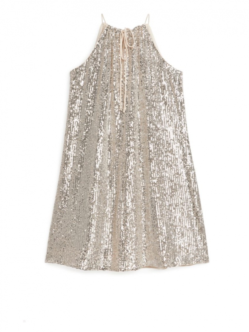 Rochie Arket Sequin Curea Dama Argintii | Romania-SAZX31956