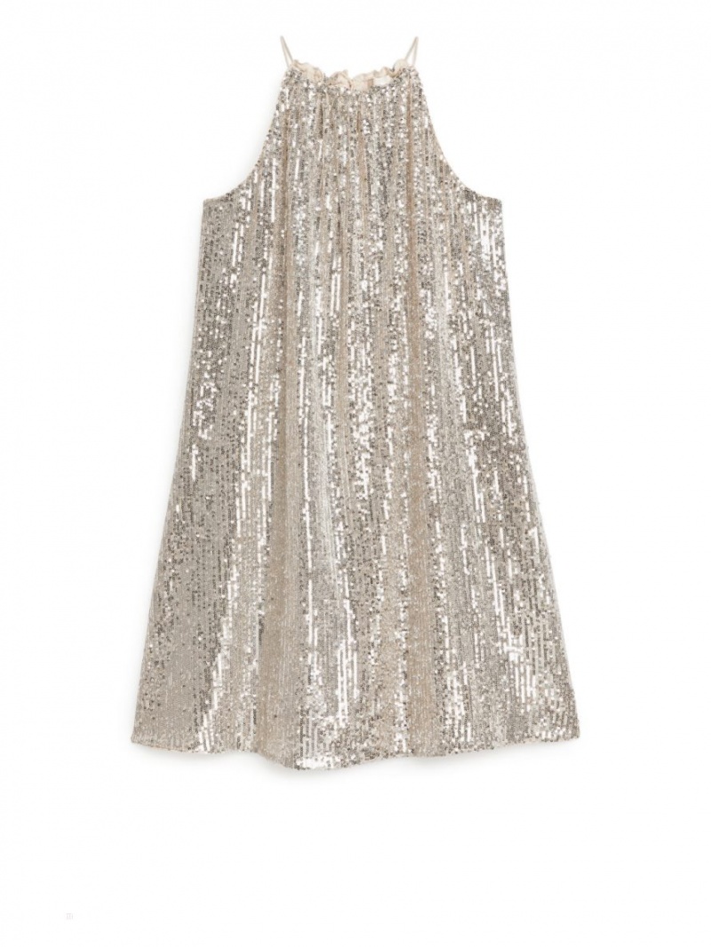 Rochie Arket Sequin Curea Dama Argintii | Romania-SAZX31956