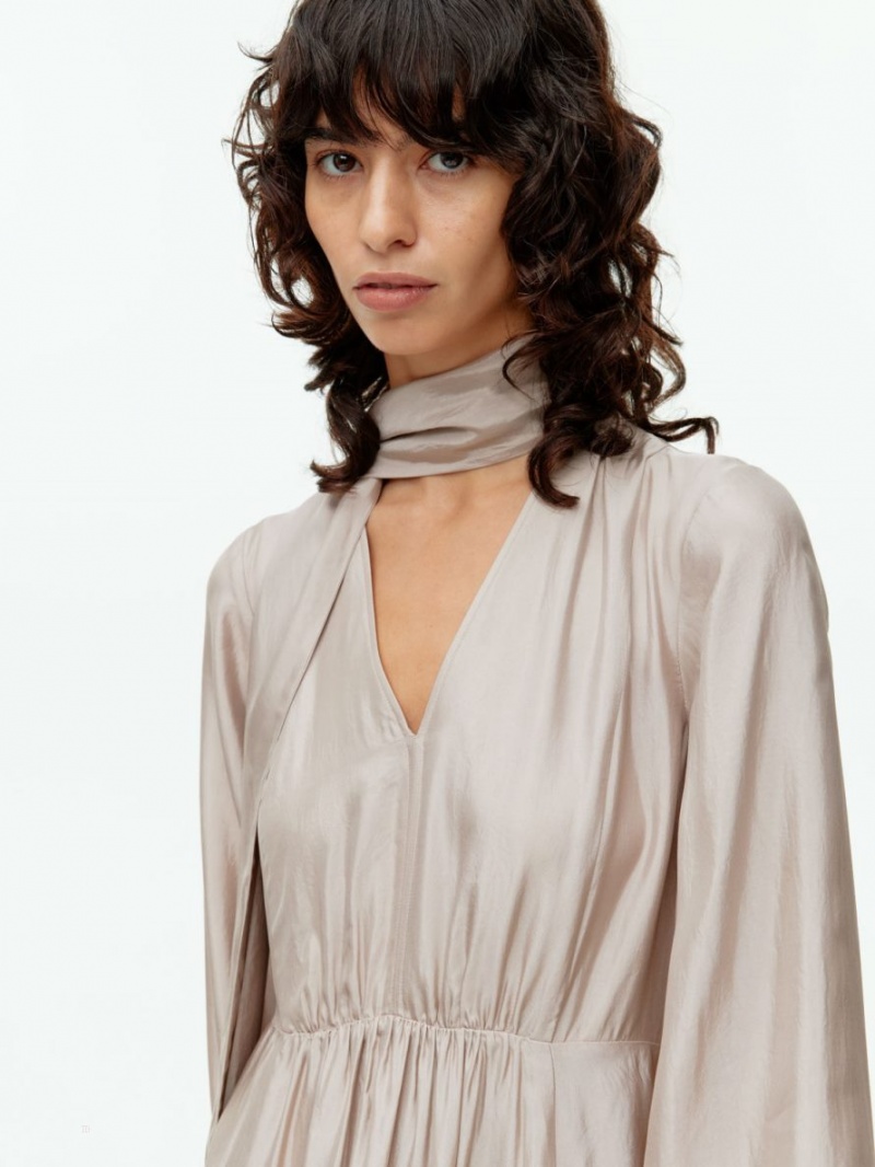 Rochie Arket Tie-Neck Satin Dama Bej | Romania-DJHZ80327