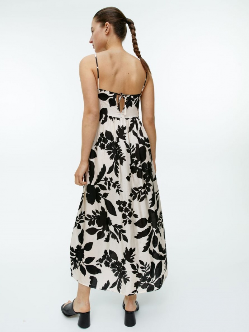 Rochie Arket Tiered Curea Dama Albi Negrii | Romania-ELPQ52943