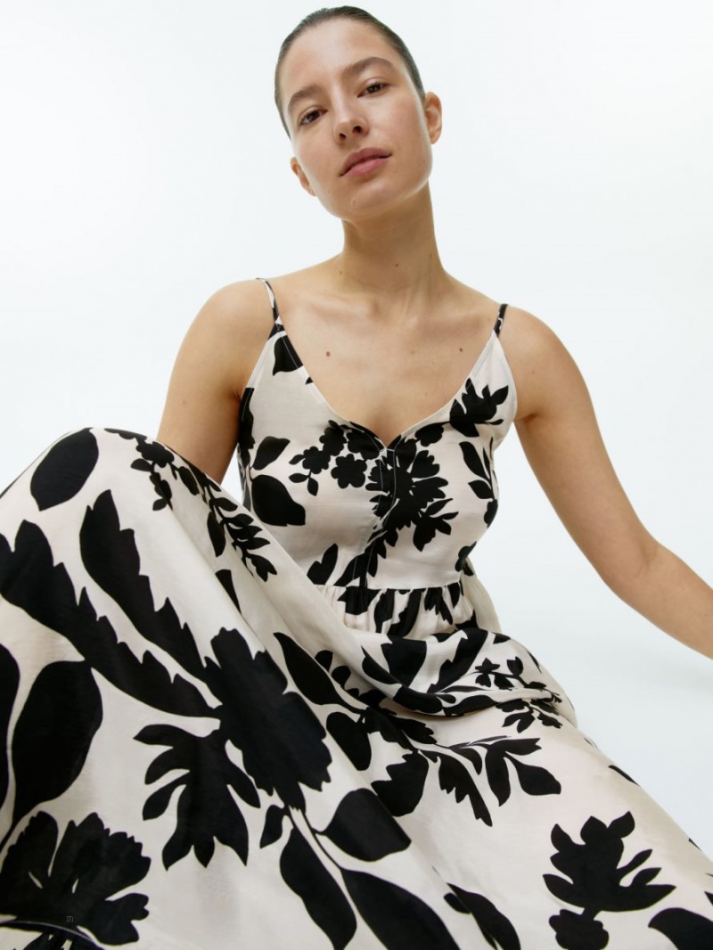 Rochie Arket Tiered Curea Dama Albi Negrii | Romania-ELPQ52943