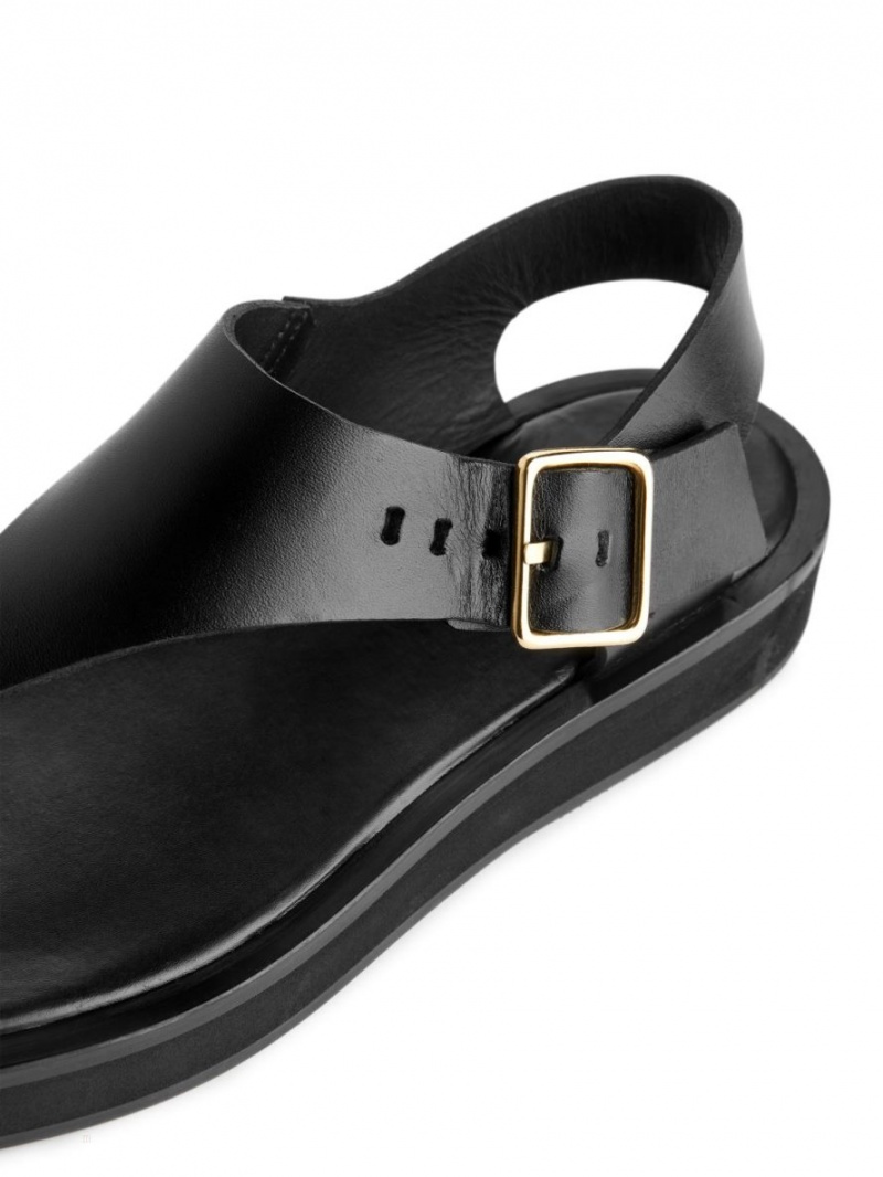 Sandale Arket Grosolan Piele Dama Negrii | Romania-QZND41563