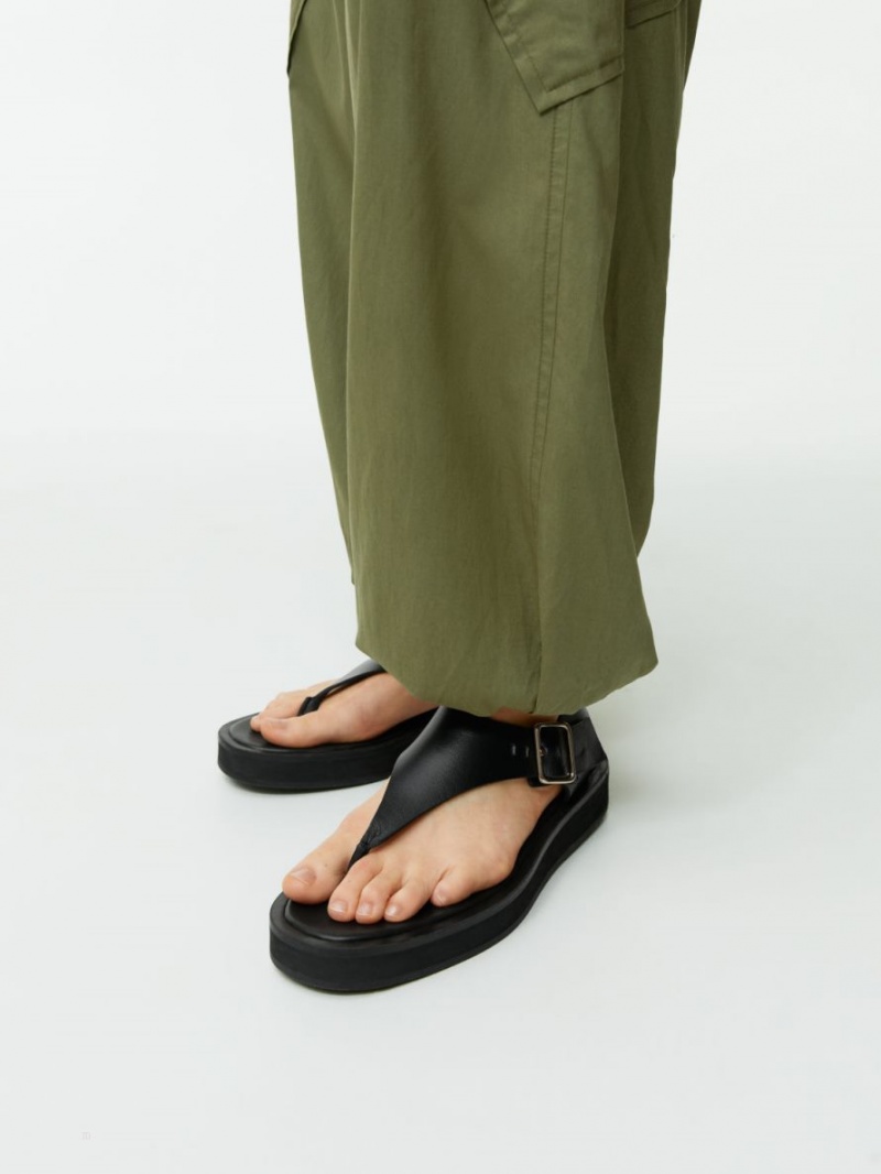 Sandale Arket Grosolan Piele Dama Negrii | Romania-QZND41563