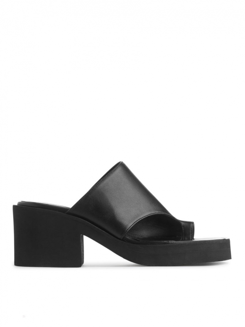 Sandale Arket Grosolan Slip-In Piele Dama Negrii | Romania-TQSX31082