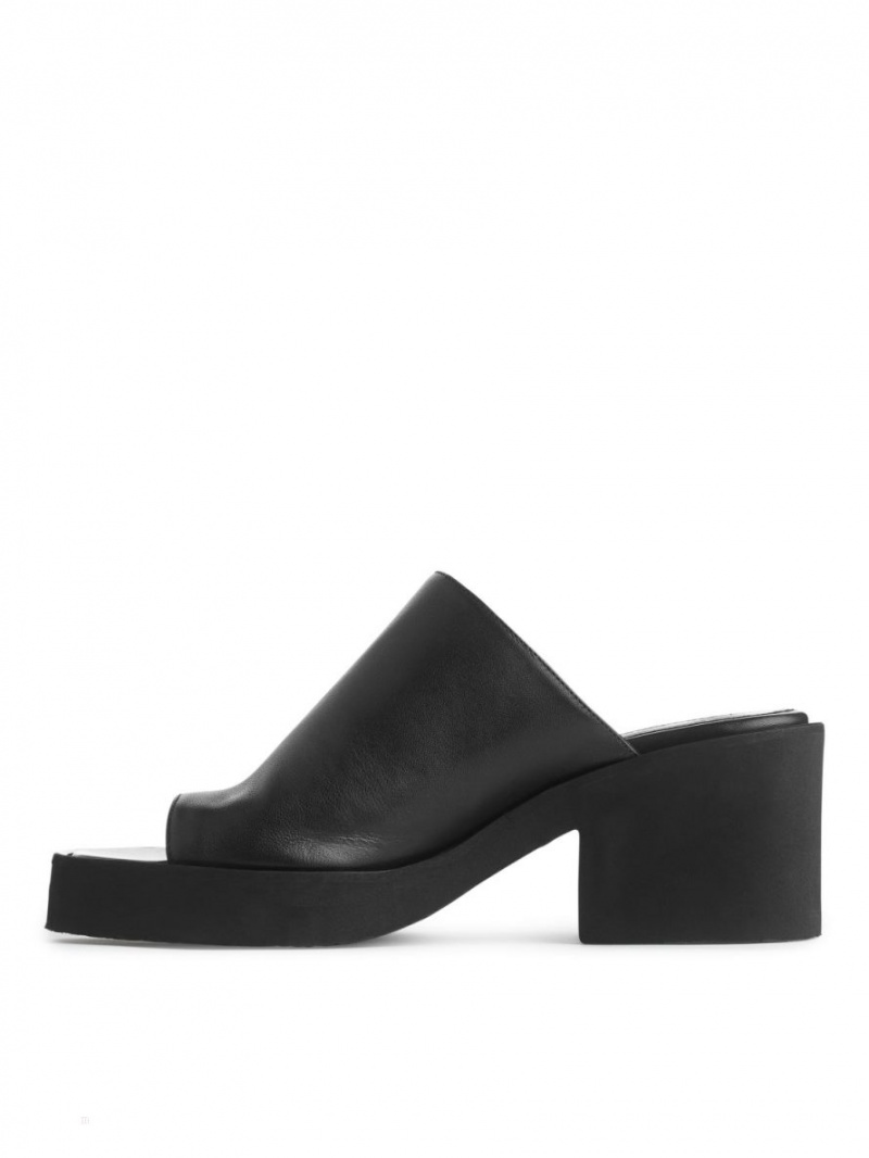 Sandale Arket Grosolan Slip-In Piele Dama Negrii | Romania-TQSX31082