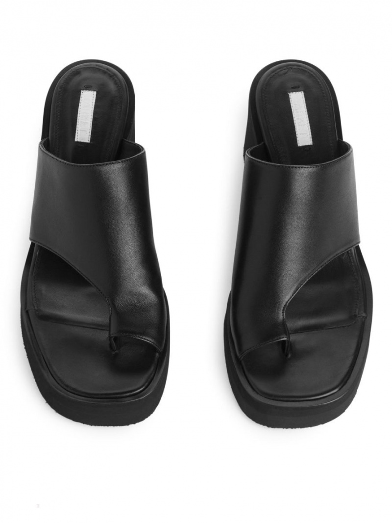 Sandale Arket Grosolan Slip-In Piele Dama Negrii | Romania-TQSX31082