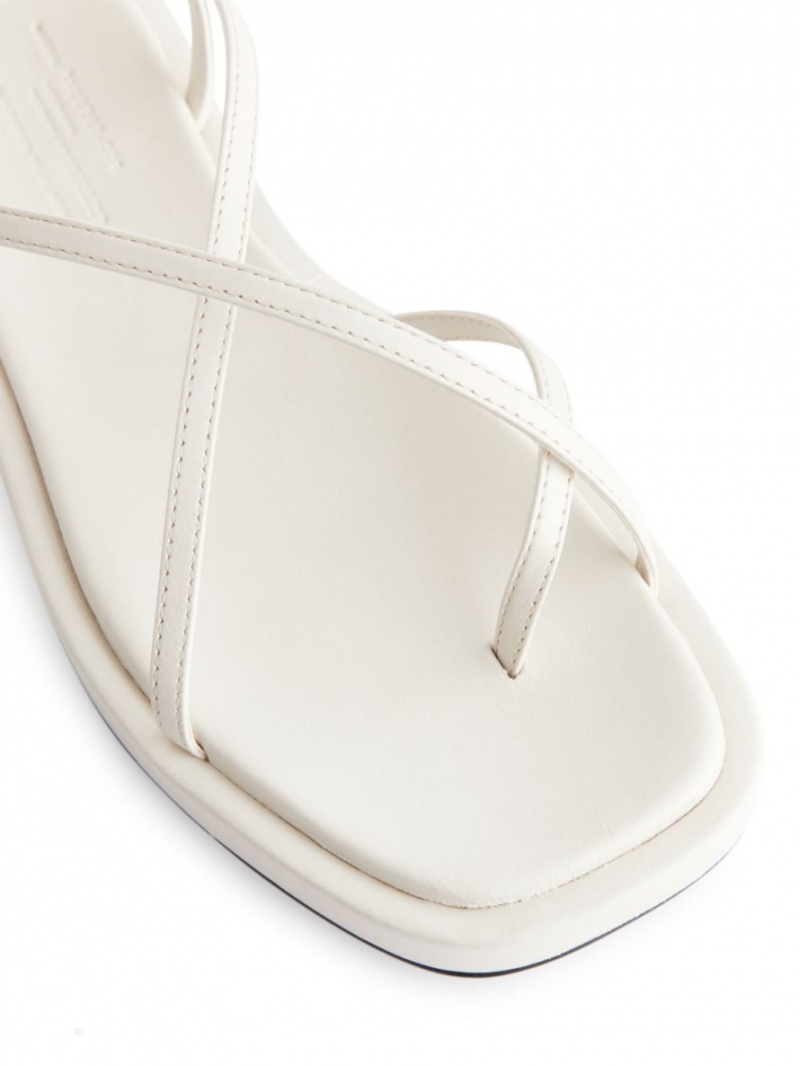 Sandale Arket Piele Curea Dama Albi | Romania-GAME65792