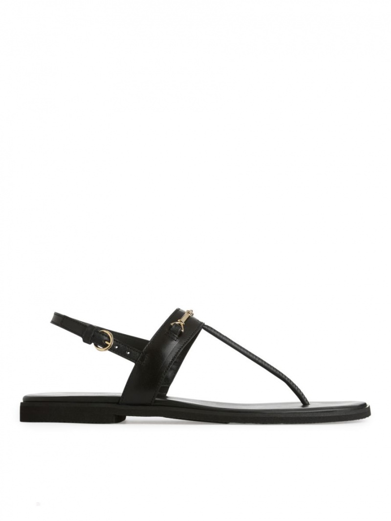 Sandale Arket Piele Tanga Dama Negrii | Romania-YSDV92547