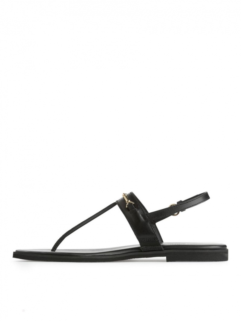 Sandale Arket Piele Tanga Dama Negrii | Romania-YSDV92547