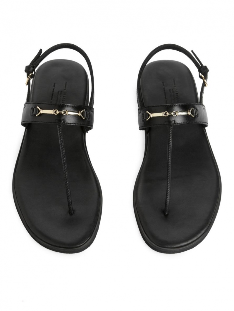 Sandale Arket Piele Tanga Dama Negrii | Romania-YSDV92547