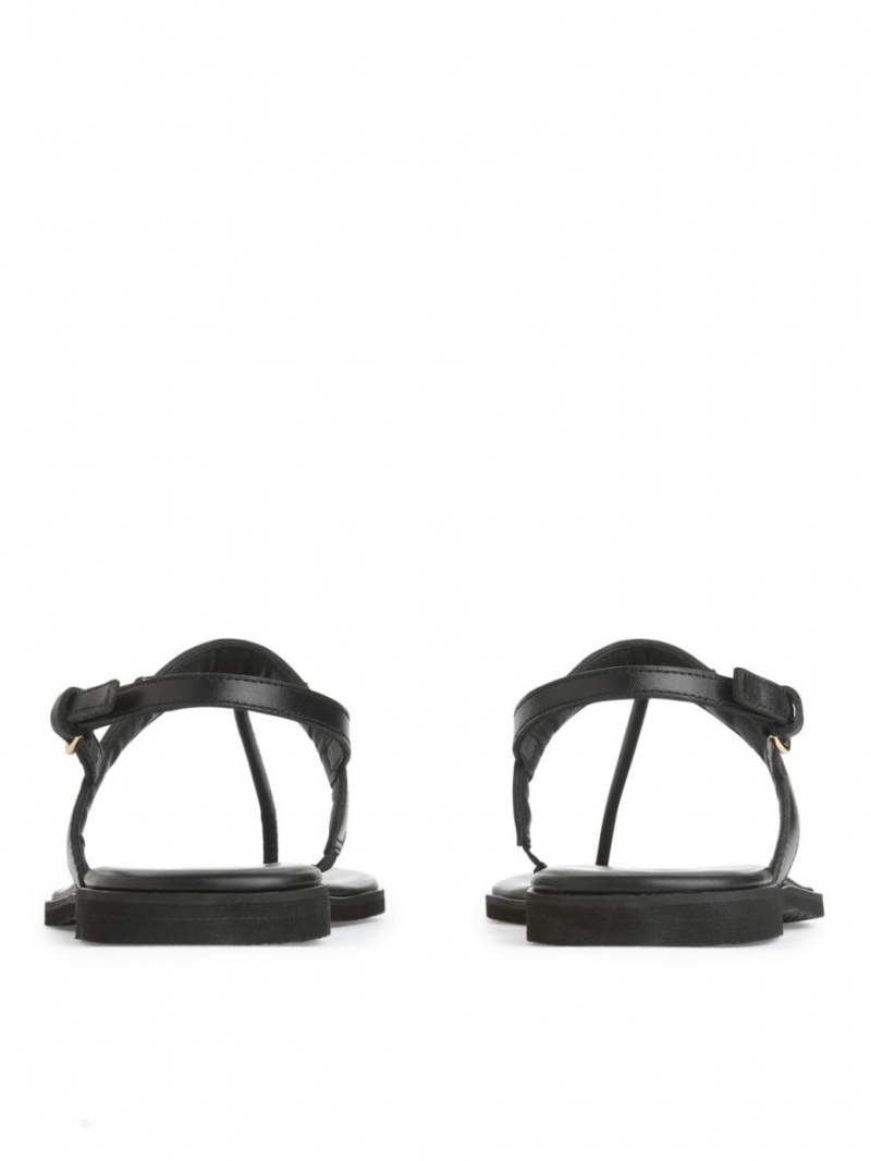 Sandale Arket Piele Tanga Dama Negrii | Romania-YSDV92547