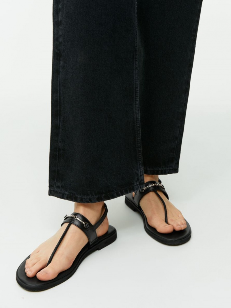 Sandale Arket Piele Tanga Dama Negrii | Romania-YSDV92547