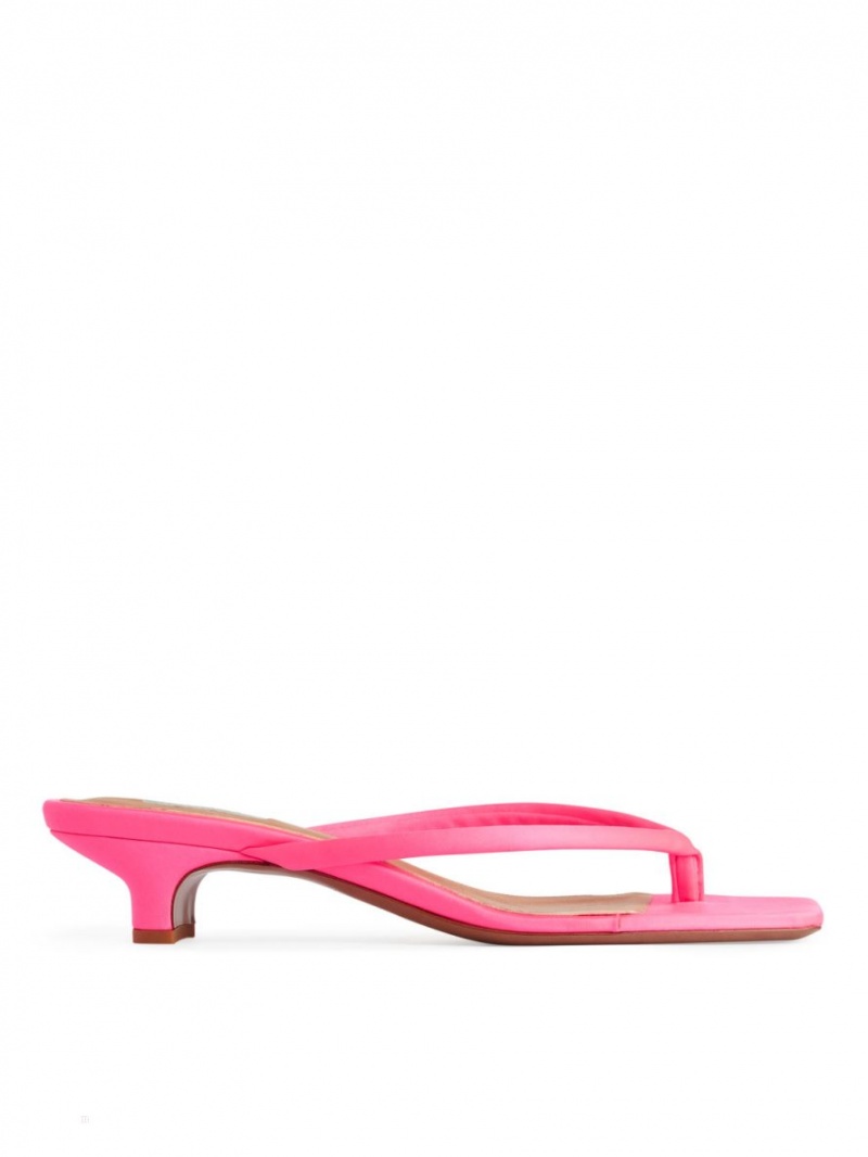 Sandale Arket Slip-On Satin Dama Roz | Romania-VTMX50738