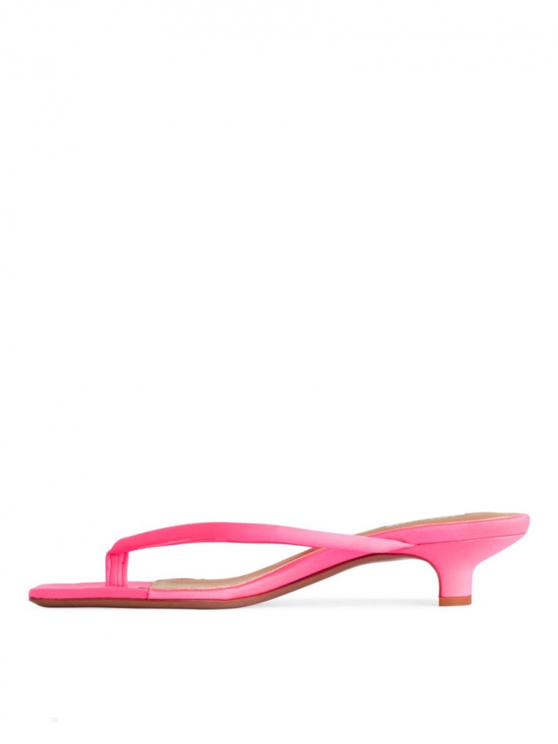 Sandale Arket Slip-On Satin Dama Roz | Romania-VTMX50738