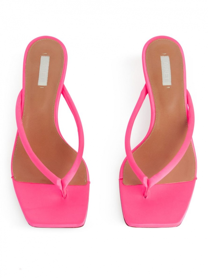 Sandale Arket Slip-On Satin Dama Roz | Romania-VTMX50738