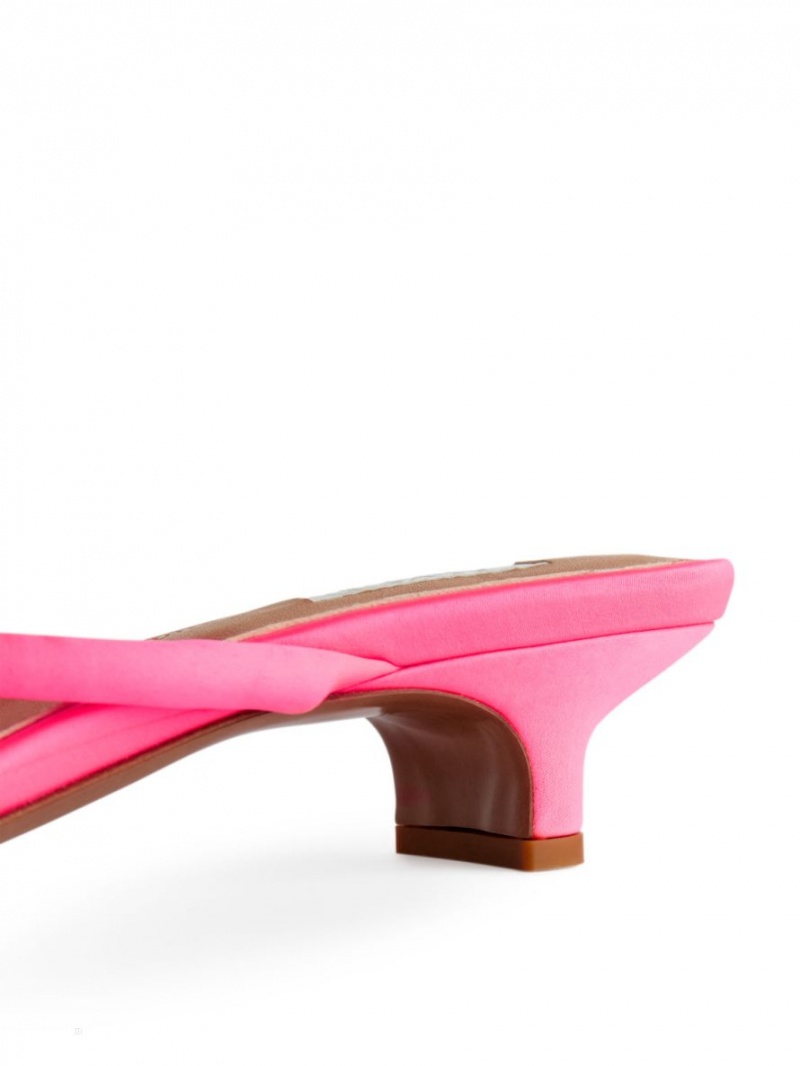 Sandale Arket Slip-On Satin Dama Roz | Romania-VTMX50738