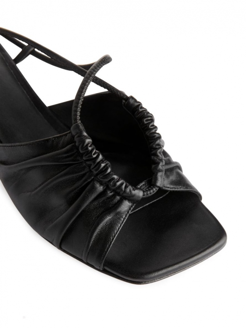 Sandale Arket Toc Piele Dama Negrii | Romania-QHSY71384