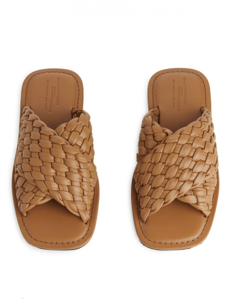 Slapi Arket Woven Piele Dama Maro | Romania-VJWS90247