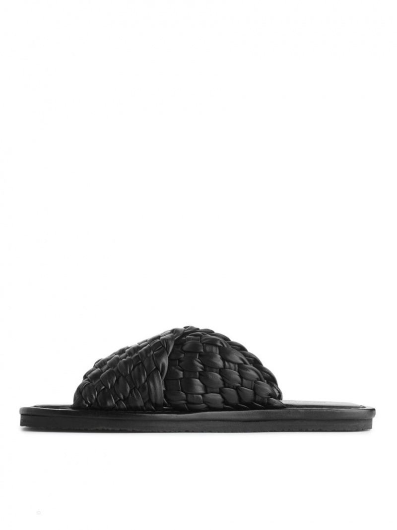 Slapi Arket Woven Piele Dama Negrii | Romania-MGDH89503