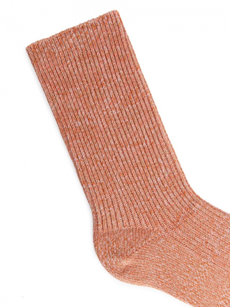 Sosete Arket Bumbac Rib Dama Portocalii | Romania-OMZB59203