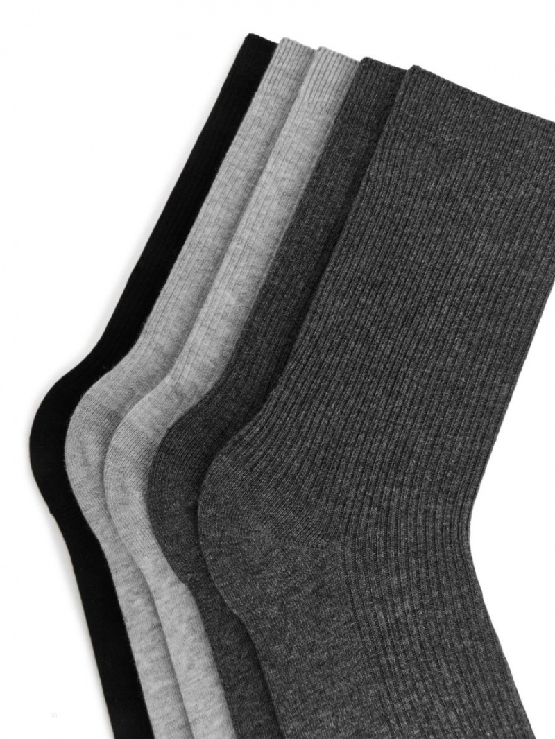 Sosete Arket Bumbac Rib Set of 5 Dama Negrii | Romania-XZRD40861