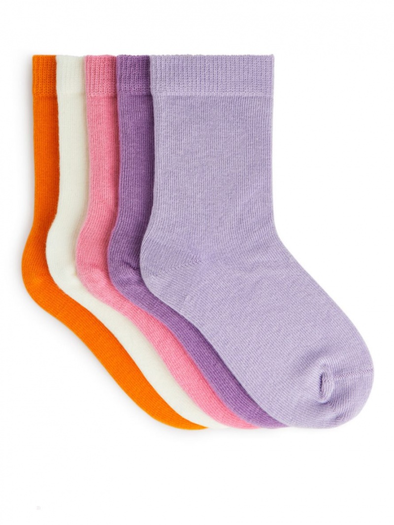 Sosete Arket Bumbac Set of 5 Fete Colorati | Romania-TBYH15486
