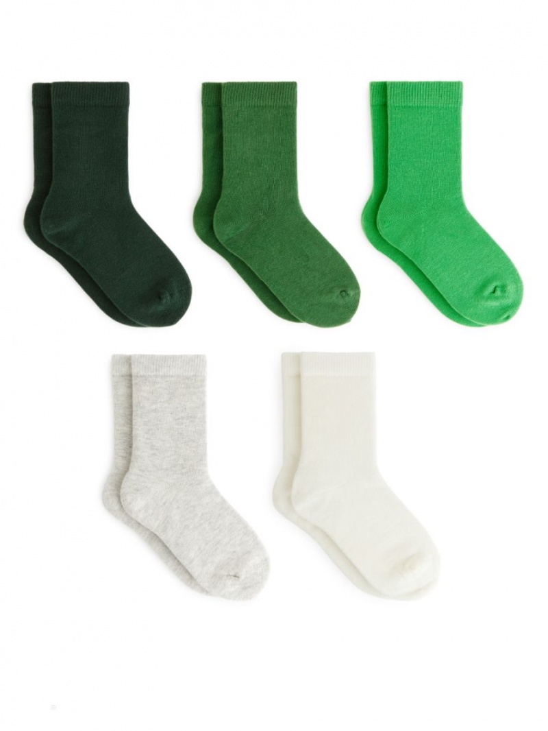Sosete Arket Bumbac Set of 5 Fete Verzi Albi | Romania-FTNJ94283