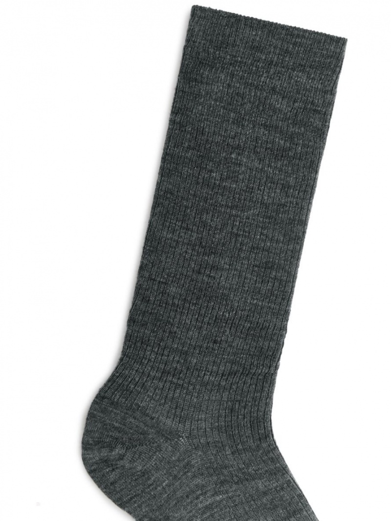 Sosete Arket Cu Nervuri Lână-Blend Dama Gri | Romania-ZUQC81307
