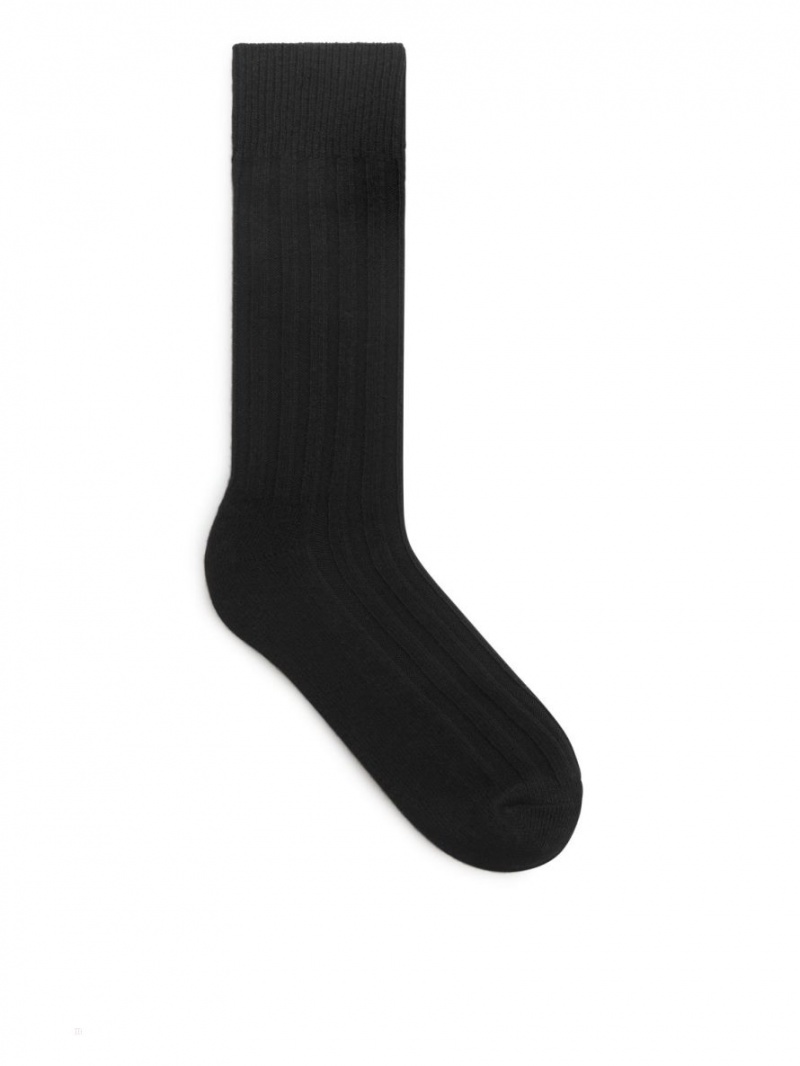 Sosete Arket Cu Nervuri Merino Boot Barbati Negrii | Romania-NVXY43651