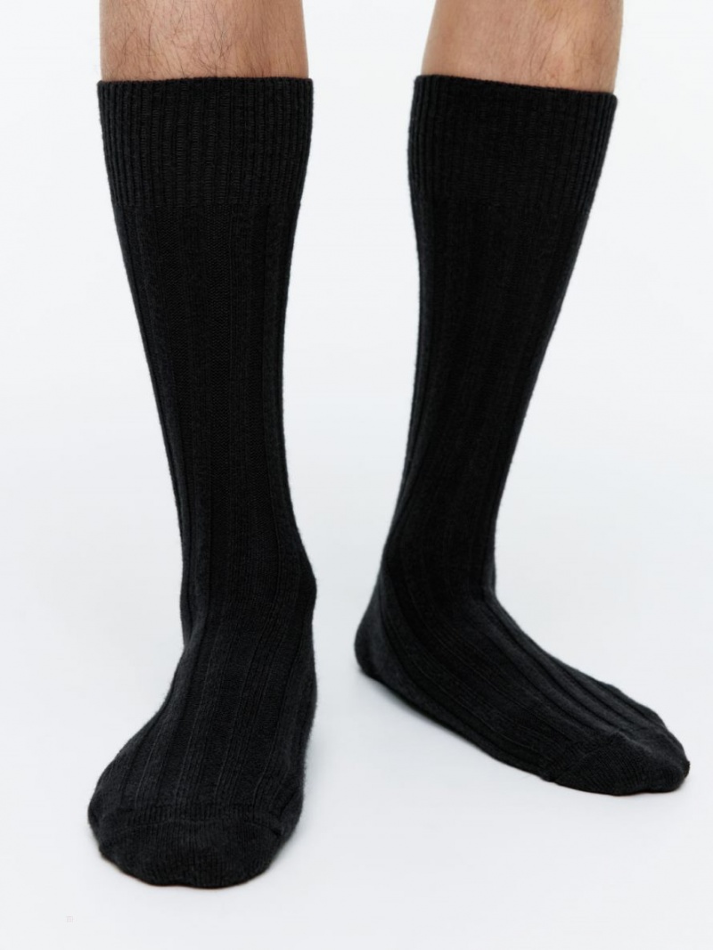 Sosete Arket Cu Nervuri Merino Boot Barbati Negrii | Romania-NVXY43651