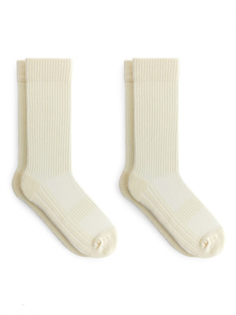 Sosete Arket Cu Nervuri Sport Set of 2 Barbati Albi | Romania-VLCZ91870