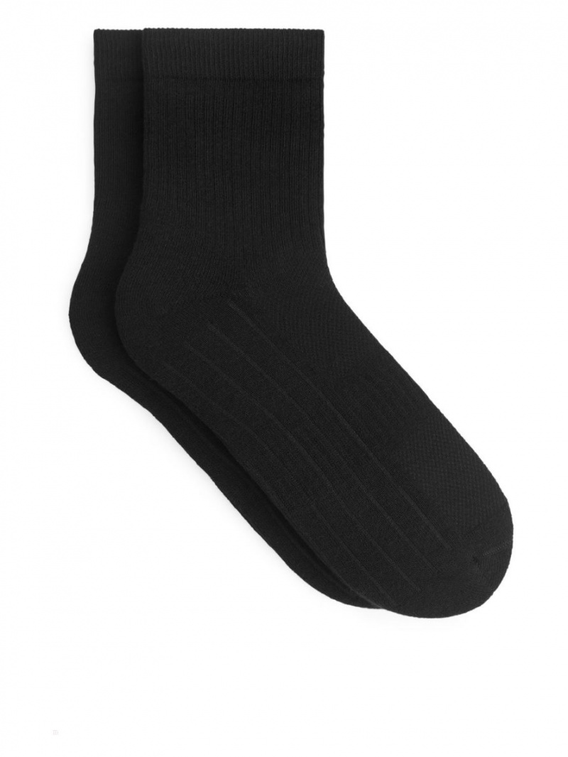 Sosete Arket Cu Nervuri Sports Set of 2 Barbati Negrii | Romania-KRTU83214