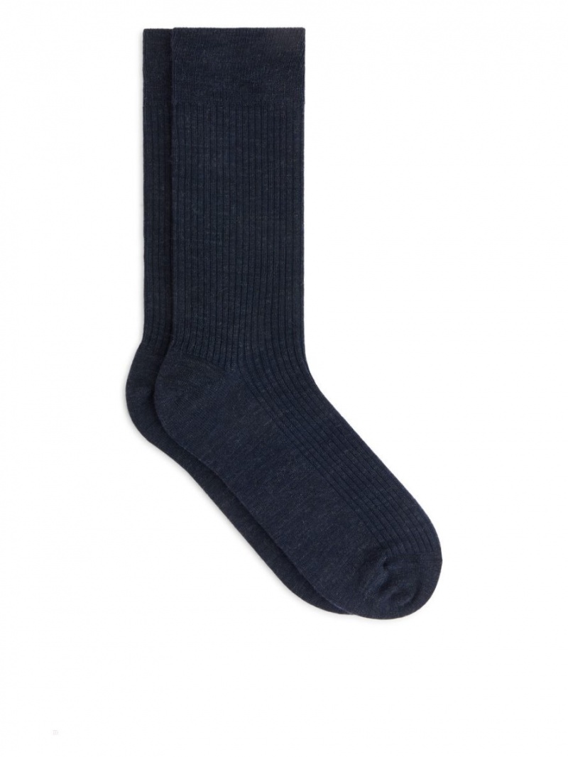 Sosete Arket Fine-Knit Lână Barbati Albastri | Romania-FVKN06293