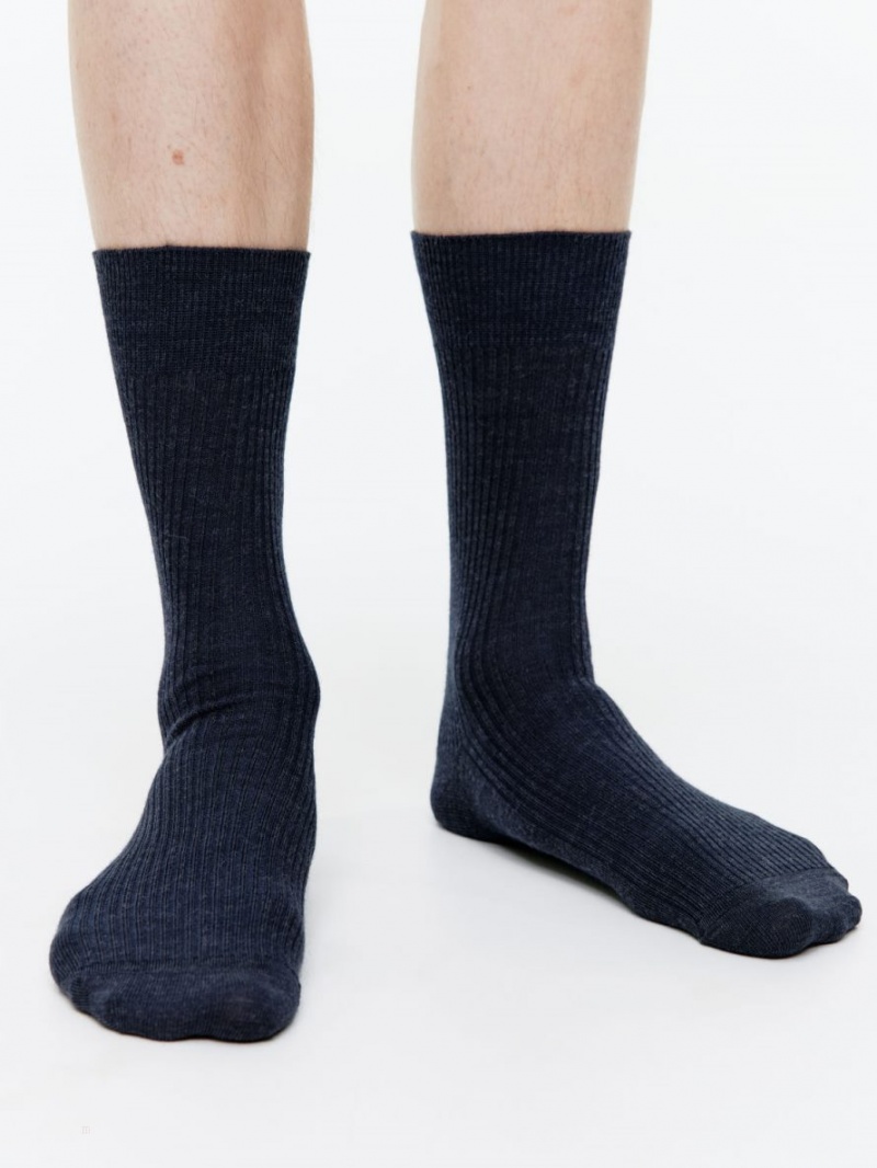 Sosete Arket Fine-Knit Lână Barbati Albastri | Romania-FVKN06293