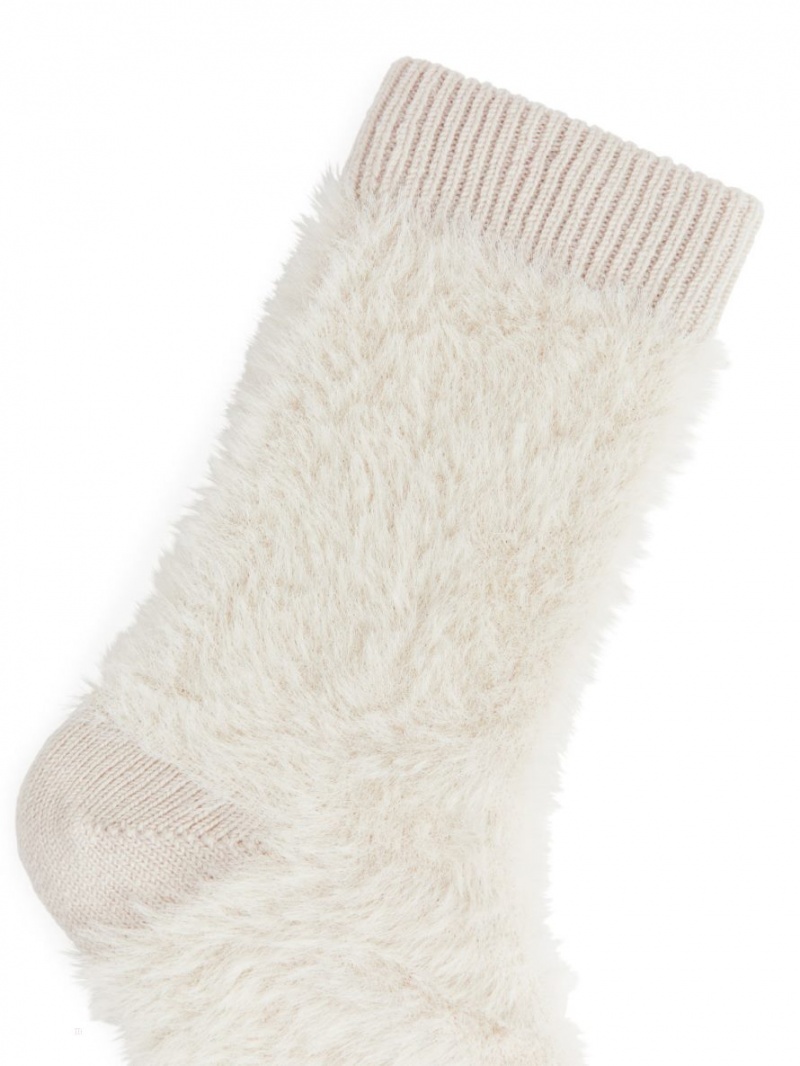 Sosete Arket Fluffy Dama Albi | Romania-TOAQ30952
