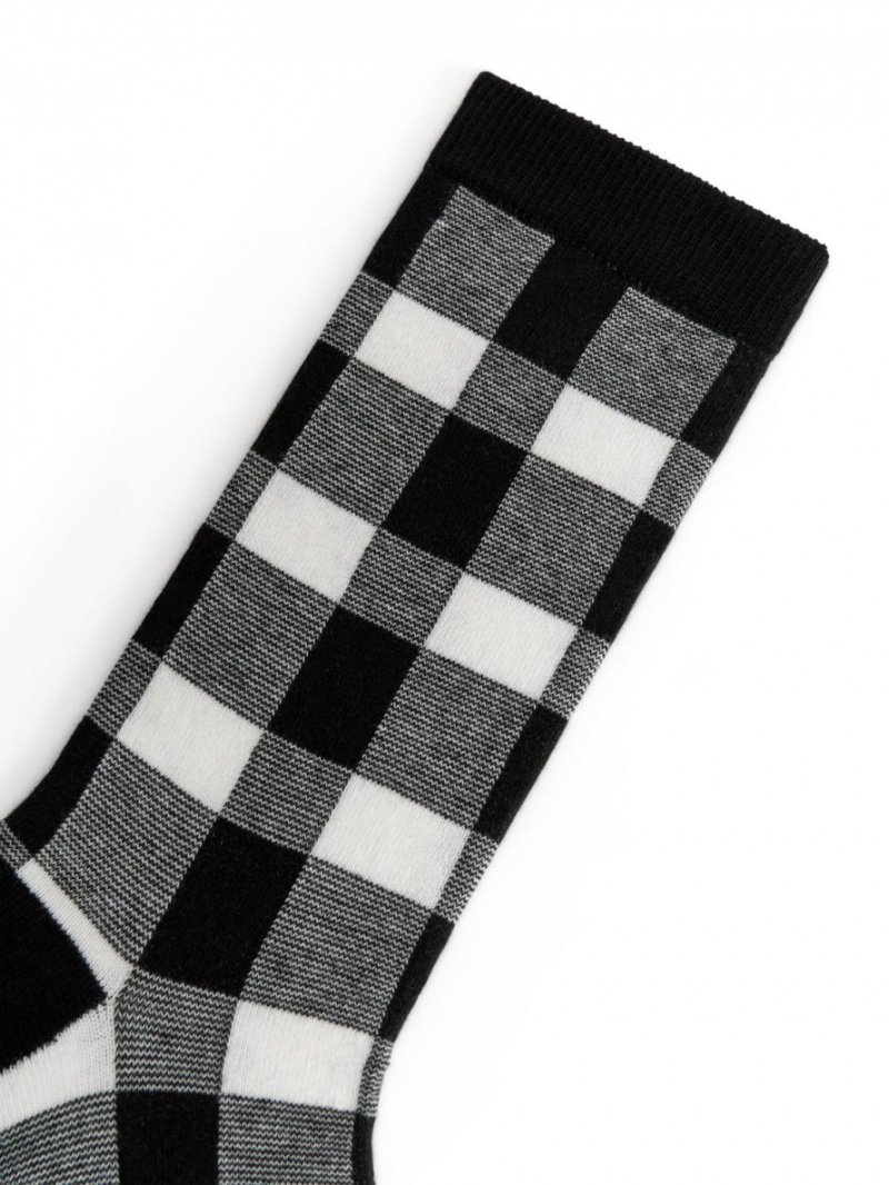 Sosete Arket Jacquard-Tricotate Dama Albi Negrii | Romania-XPQK49156