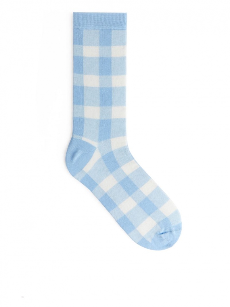 Sosete Arket Jacquard-Tricotate Dama Albi Albastri | Romania-PBEV73025