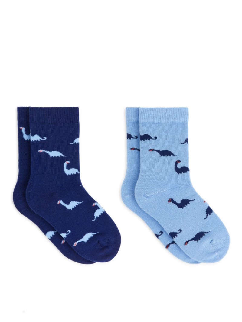 Sosete Arket Jacquard, 2 Pairs Fete Albastri Albastri Deschis | Romania-AFTU56419