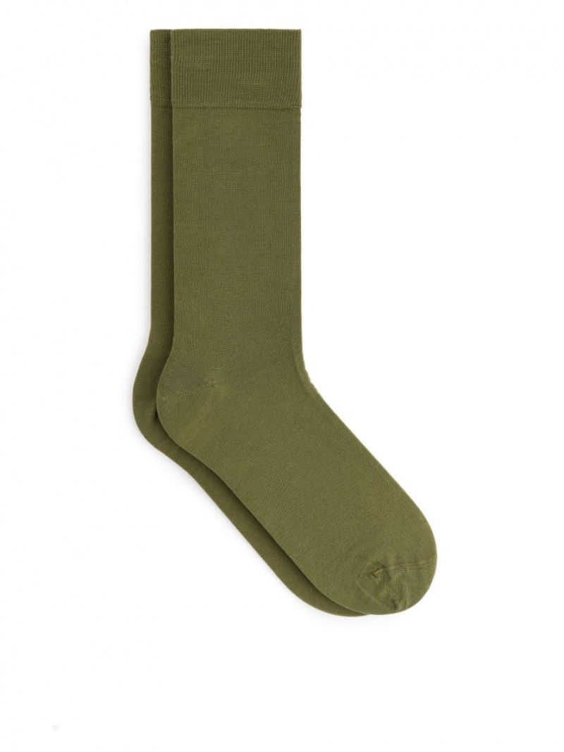Sosete Arket Mercerised Bumbac Barbati Kaki Verzi | Romania-VAPS28790