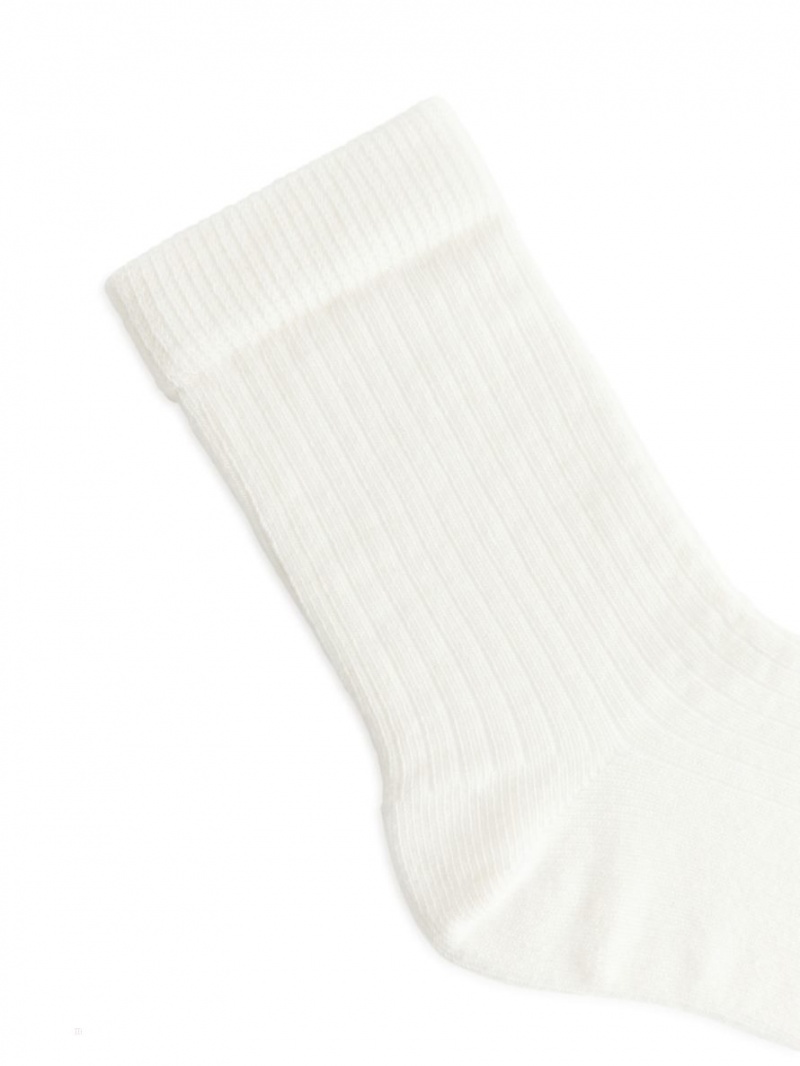 Sosete Arket Rib Knit, 3 Pairs Fete Albi | Romania-SHYP34759