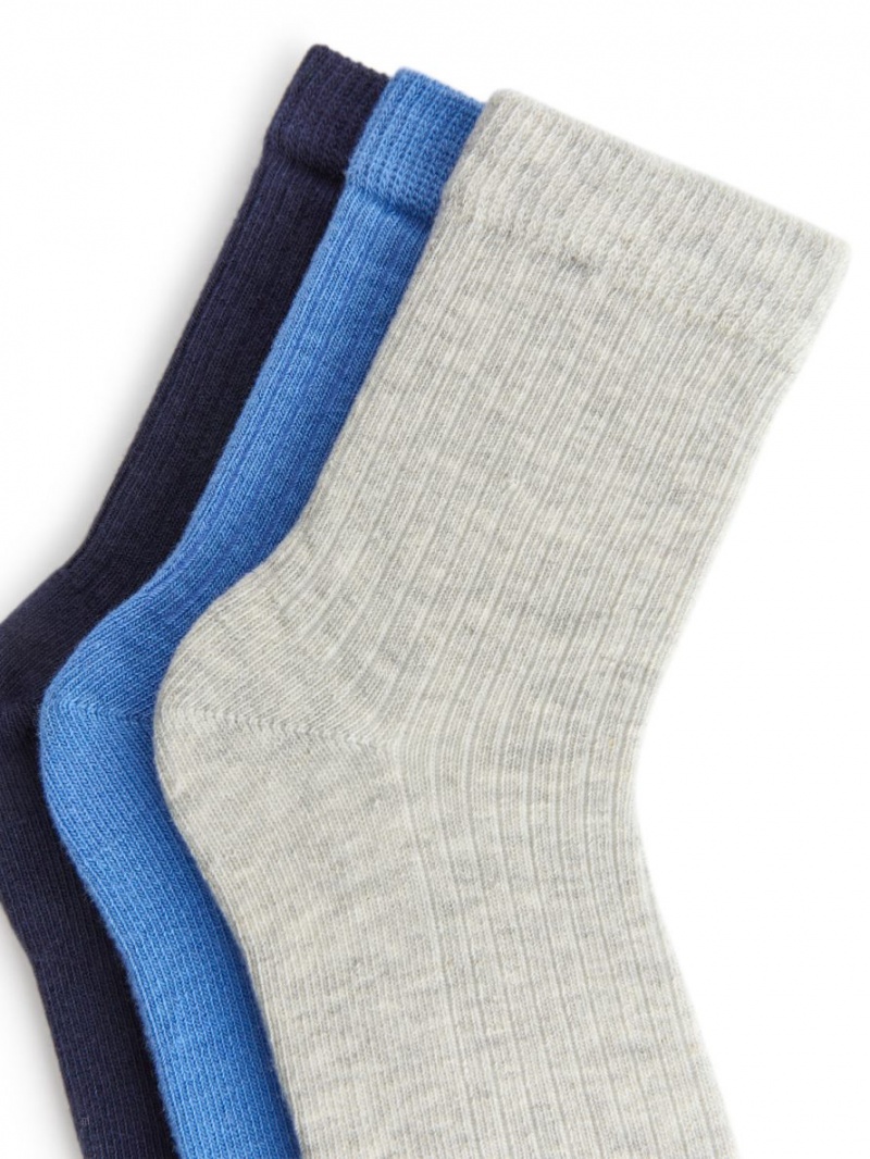 Sosete Arket Rib Knit, 3 Pairs Fete Gri Albastri Bleumarin | Romania-CNPF67283